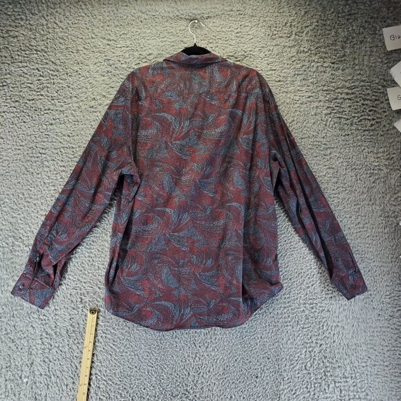 Perry Ellis Shirt Mens 2XLT Red & Black Print Long Sleeve Button-Up Stretch - Picture 8 of 9